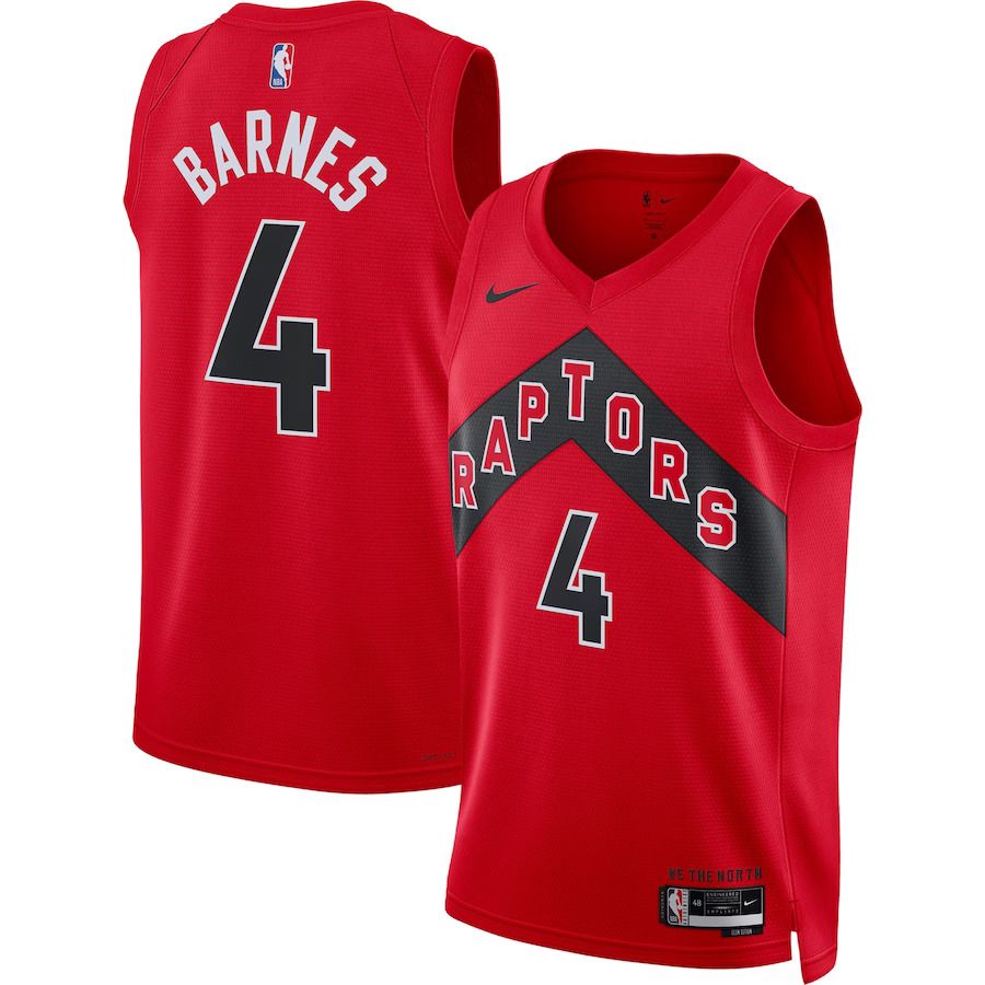Men Toronto Raptors #4 Scottie Barnes Nike Red 2022-23 Swingman NBA Jersey->customized nba jersey->Custom Jersey